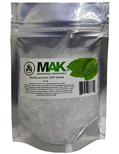 Menthol Crystal 2Oz Natural Mentha Arvensis Usp Food Grade 100% Pure Organic In Resealable Standup Bag - Mak Menthol Crystal For Inhaling And Shower Steamers #TOP4
