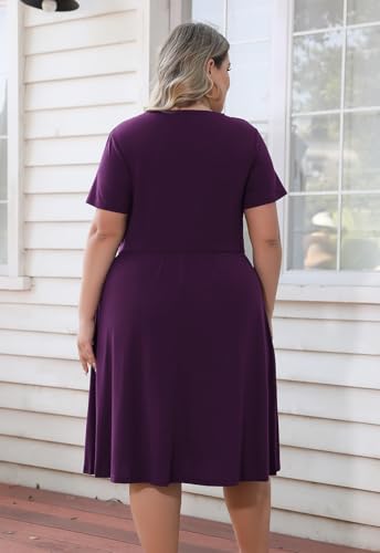 Image of Nemidor Women Plus Size Casual Dress Midi Flt Flare Pocket