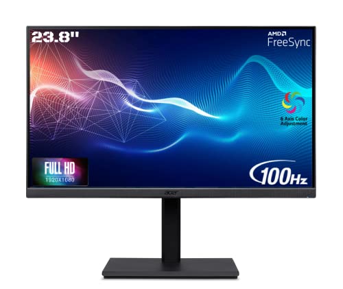 Acer B247Y E 23.8 Inch Full HD 1920 X 1080 IPS LCD Monitor with LED Back Light I 100Hz Refresh Rate I Height Adjustment, Pivot, Tilt & Swivel Features I TUV Eye Safe I HDMI, DP & VGA Ports I Speakers