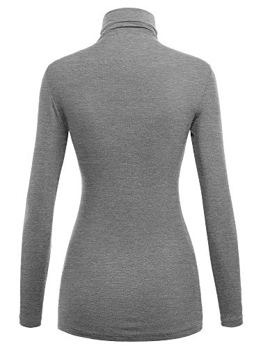 Image of Lock and Love Women's Turtleneck Top Lightweight Long Sleeve Slim Fit Pullover, Soft Rayon Stretch Layering Basic, S-3XL