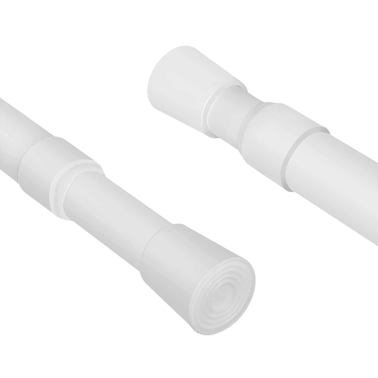 Curtain Rod，Extendable Spring Net Curtain Rod ， Telescopic Voile Tension Pole (White, 2PCS 103-190cm)