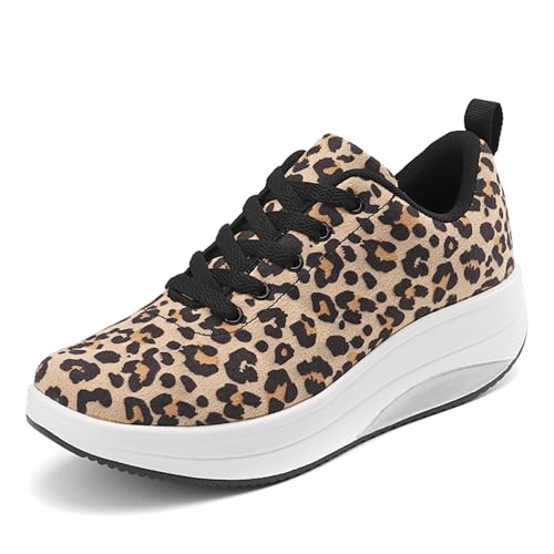 Image of RUIDENG Platform Sneakers for Women Walking All Day | Slip Resistant Work Shoes for Women Comfortable | 2 Inch Thick Wedge Rocker Bottom
