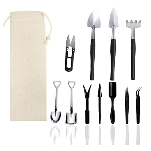 Wobodan 12 Pcs Succulent Tools Set Mini Transplanting Garden Tools Kit for Indoor Gardening Flower Pot Cactus Care