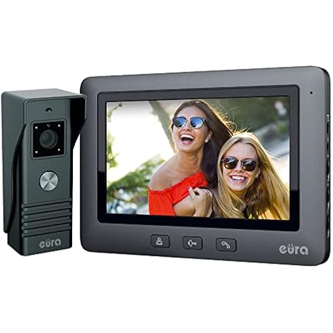 Eura VDP-45A3 Alpha Video-Türsprechanlage Gegensprechanlage 4 Draht, 7-Zoll-Farbmonitor, Schwarz, 1 Monitor Cover