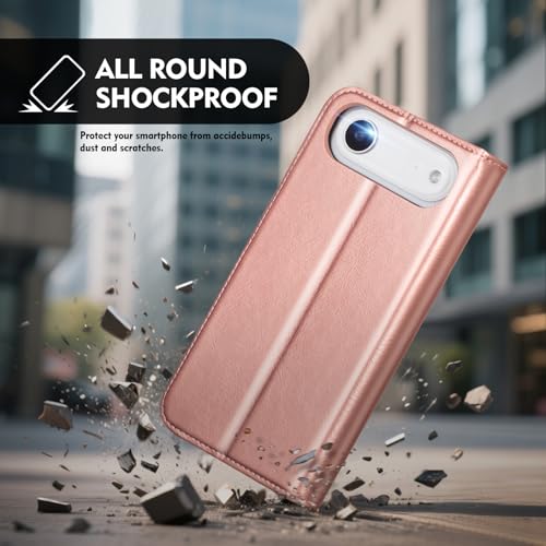 Scutumate Compatible with iPhone Air Case Wallet with Card Holder [4 Card Slots] Kickstand [RFID Blocking] PU Leather Phone Case Flip Folio Protective Cover TPU Shockproof,for Apple 17 Air,Rose Gold by Scutumate - Used condition - Image 5