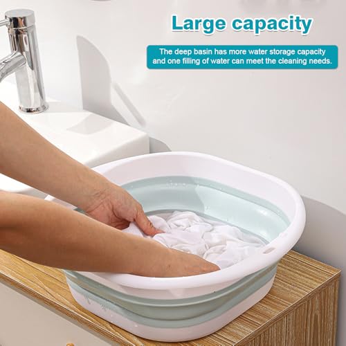 KUIZHEN Square Collapsible Washing up Bowl, 5L Multi-Functional Outdoor Travel Water Storage Basin, Folding Hand Wash Basin for Kitchen Sink Travel Camping Hiking and Motorhomes(Green) - Image 4