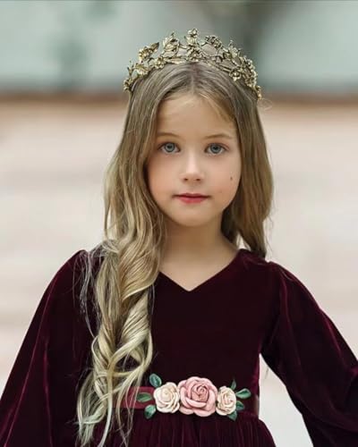 Velvet Flower Girl Dresses V Neck Pageant Dresses Long Puffy Bridesmaid Dress Christmas Party Gowns HRK144