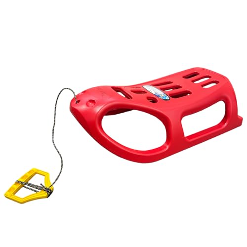 Prosperplast Kinderschlitten Little Seal aus Kunststoff mit Zugseil 86 x 46 x 25 cm, rot – robuster Rodelschlitten für Winterspaß