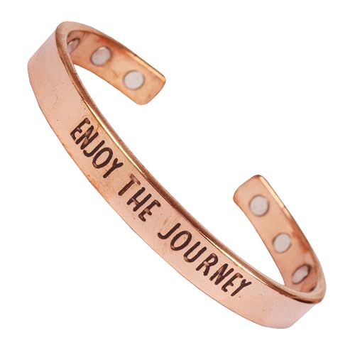 Image of Touchstone Inspirational Copper Engraved Magnetic Bracelets for Women-Personalized Jewelry Gifts for Best Friend /Mom /Daughter /Sister - Adjustable Bracelet in a Gift Box Enjoy The Journey