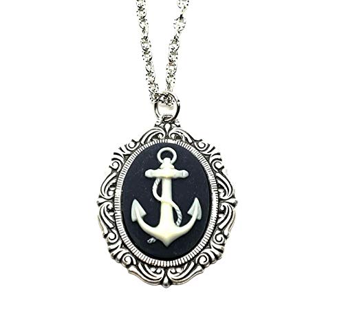 Handmade Nautical Anchor Cameo Necklace