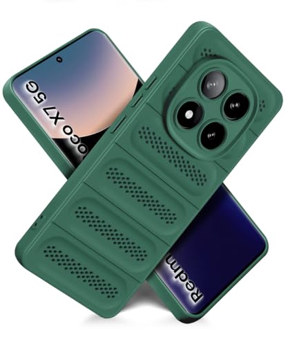 Image of WOW IMAGINE Ultimate Silicone Back Cover Case for Redmi Note 14 Pro 5G | Poco X7 5G | Heat Dissipation Thin Soft TPU | 360 Camera Protection | Breathable Cooling Holes - Forest Green