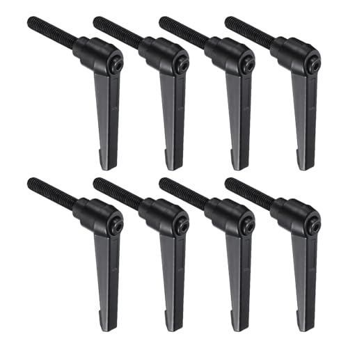Image of uxcell 8pcs Lever Adjustable Handles M8 x 40mm Metric Male Thread, Level Clamping Handle Hand Stud Knobs Rotating Screw Handles Bolts with Locking Lever, Black