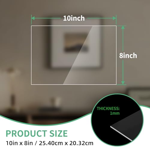 Image of 8X10 Plexiglass Sheets 0.04 inch Thick,Thin 1mm Clear Acrylic Sheets 2 Pack | 1mm Transparent Plexi Glass Panel for Crafting Projects, Replacement Picture Frame Glass, Diy Display