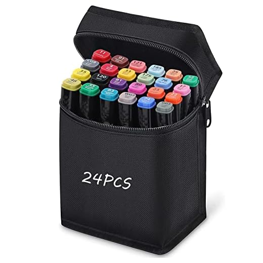 RiyaNed Rotuladores, Permanente Marker Pen Doble Punta Marcadores Graffiti para Dibujar Colorear Resaltar y Subrayar (24)