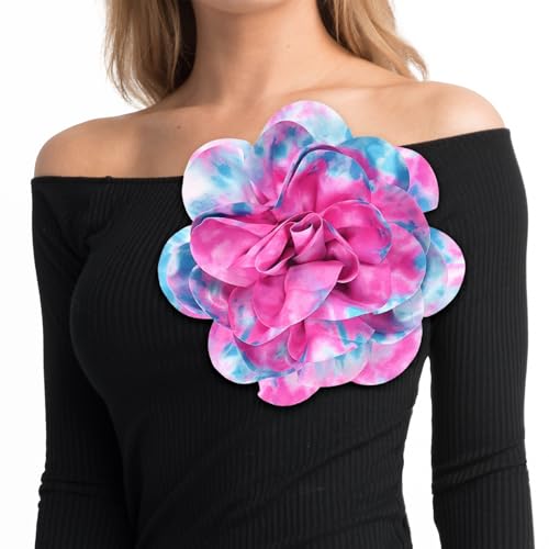 Image of M METERXITY Extra Large Rose Flower Brooches, Lapel Pins Dainty Satin Fabric Big Camellia Oversized Brooch Pin for Women