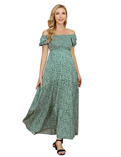 Image of Maternity Dress Women's Off Shoulder Split A Line Casual Maxi Dress Photography Dress for Babyshower