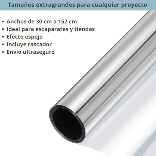 Miniatura 2 de Película Para Ventanas De Espejo, También En Tamaños Grandes 120 X 200 Cm , Unidireccional, Reflectante, Privacidad, Blackout, Uv 99 , Regulación De Calor, Vidrio Plata - Sin Adhesivo