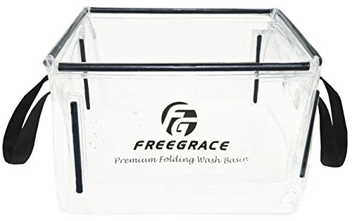 Freegrace Premium Folding Wash Basin Collapsible Water Sink Container - Lightweight & Durable Transparent Plastic - Wash Dishes Everywhere - Suitable for Camping, Travel & Outdoor Activities