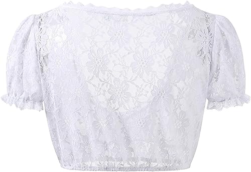 Women's Bavarian Oktoberfest Traditional Dirndl Blouse Beer Garden Crop Lace Top4