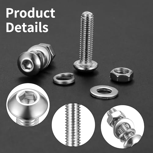 80 Stk M5 Schrauben Set, Linsenkopfschrauben m5 x 20 mm Edelstahlschrauben Muttern Set, Innensechskantschrauben mit Muttern Unterlegscheiben Set, Gewindeschrauben Set, Maschinenschrauben Sortiment