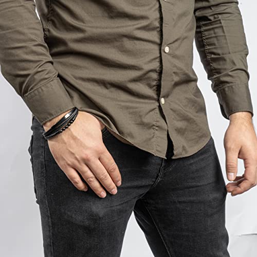 Image of SERASAR Premium Leather Bracelet Men | Stainless Steel Magnetic Clasp | Three Colors | Jewelry Box Included