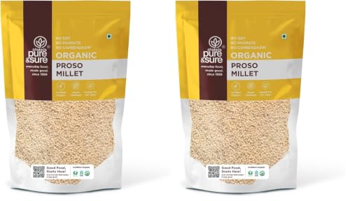 Image of Pure & Sure Organic Proso Millet 500gm | Varigulu, Baragu, Chena Bajra | Rich in Fiber and Protein | 100% Natural & Unpolished | Gluten-Free | Rich in Protein & Fiber (Pack of 2)