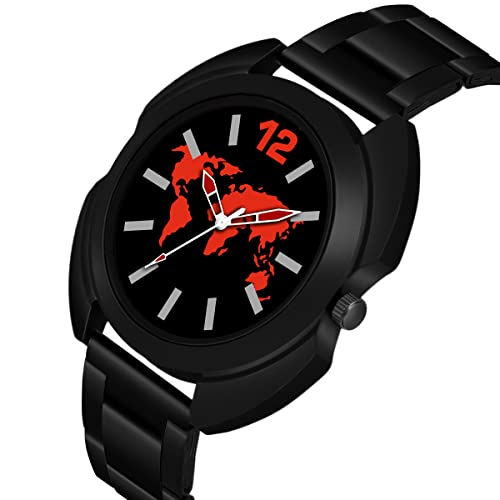 Image of IIK COLLECTION Watches for Men Round Numerical Dial |Analogue Quartz Movemnet Mens Watch|Long Battery Life|Stainless Steel Adjustable Bracelet Black Chain with Long Lasting Polish| Watches for Boys