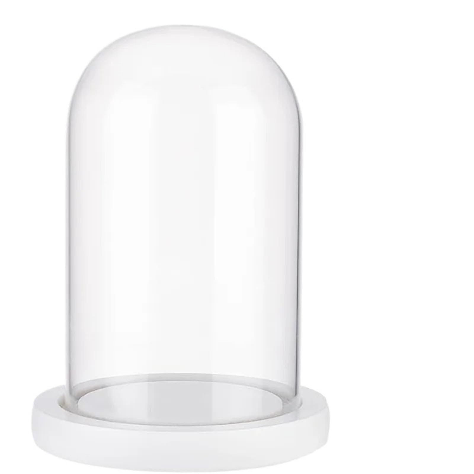 ZYAYNG 6PCS Eternal Flower Glass Display Dome Cloche With White Wood Pedestal Bell Jar For Valentine's Day For Display