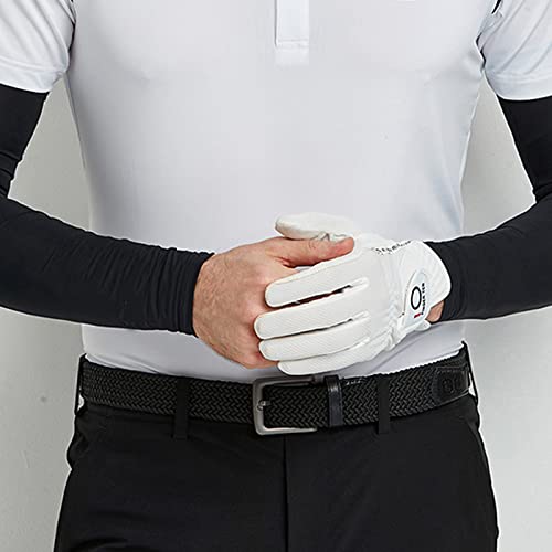 Amy Sport Mens Golf Gloves Pair Both Hands Left And Right Rain Grip Weathersof No Sweat All Weather Grips Soft Comfortable Breathable (White, X/Large) #TOP4
