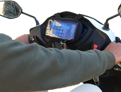 Image of Universal Mobile Holder /Stand /Mount Pouch for Scooters Scooty for Activa 6G (Black