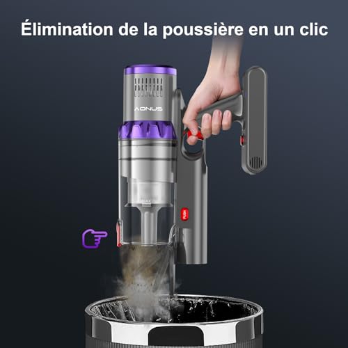 aonus A7 Aspirateur Balai sans Fil, 38000Pa Aspirateur sans Fil Puissant, 60Mins d'Autonomie avec Capteur de Poussière, Brosse Anti-Emmêlementet pour Les Poils d'animaux, Sols, Tapis