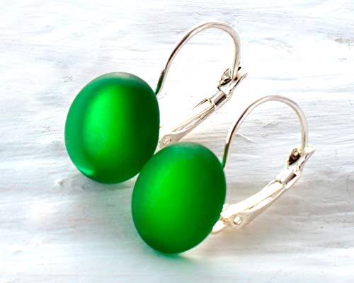Glassoholics JJS Drop Earrings - Made from Recycled Jameson Irish Whiskey Bottle - Seaglass Finish - Thumbnail 3