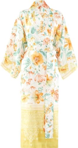 Kimono Bassetti Casablanca en satin de coton jaune chic taille S-M