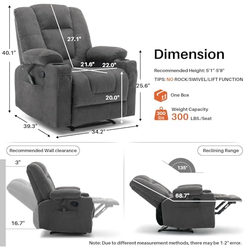 Sillón reclinable chenille gris miniatura 2