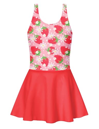 Image of Yousie Girls Swimsuit One Piece Tropical Kids Bathing Suit Swimwear Adjustable Swim Dress 5-9 Years