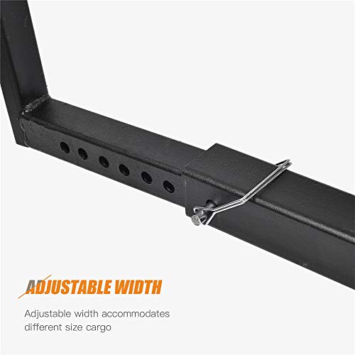 SUNCOO Pick Up Truck Bed Hitch Extender Adjustable Steel Extension Rack with Flag for Boat Lumber Long Loads Ladder Rack Canoe Kayak Long Pipes Lumber Black