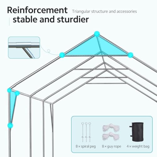 image for ADVANCE OUTDOOR 12x20 ft Heavy Duty Carport Potable Car Canopy Garage 