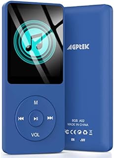 AGPTEK A02 8GB MP3 Player, 70 Hours Playback Lossless Sound Music Player, Supports up to 128GB, Dark Blue