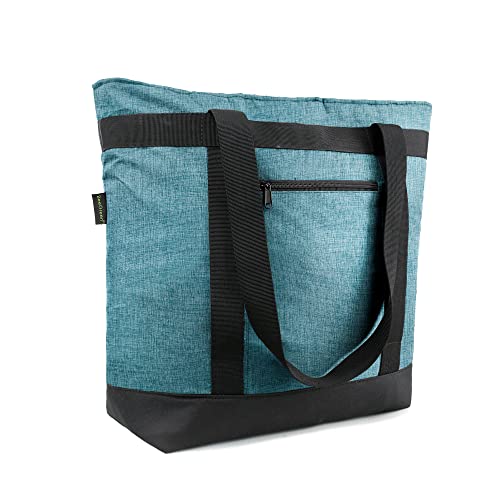 BeeGreen Classic Teal Insulated Cooler Bag with Handles Oversized Sturdy Leakproof Freezer Shopping Tote for Groceries Heavy Duty Thermal Food Delivery Bag to Keep Food Cold and Warm
