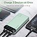 Power Bank 10000mAh Handy Tragbares Ladegerät Externer Akku Pack mit 2 USB 2.4A Ausgängen und USB C Eingang Kompatibel für Huawei iPhone 12 11 X iPad Samsung S20 Android Tablette (Green, Large)