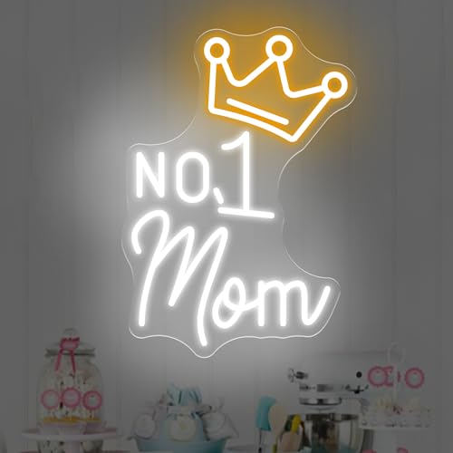 Image of No.1 Mom Neon Sign, Happy Mother's Day LED Light, Gift for Mom, Mother's Day Neon Light, Home Wall Decor Room Decoration, 15.7 inchx11.2 inch