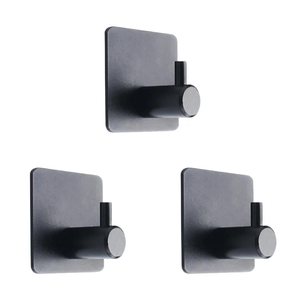 LCANALLYMS Wall hooks, Coat Hook Bathroom Hooks 1/2/3PCS Black Gold Hanging Towel Holder No Drill Organaizer Accessories(3pcs Black)