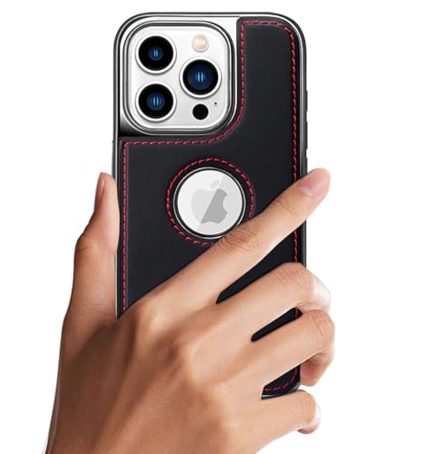 Image of BOUNCEBACK Vegan Leather Logo Cut Electroplated Back Case /Cover for iPhone 16 Pro - Sporty Black