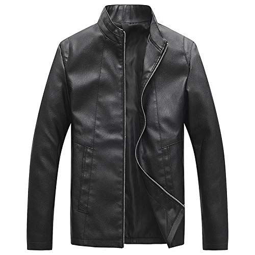 Veste en cuir de moto hommes manteau chaud mince couleur unie occasionnel