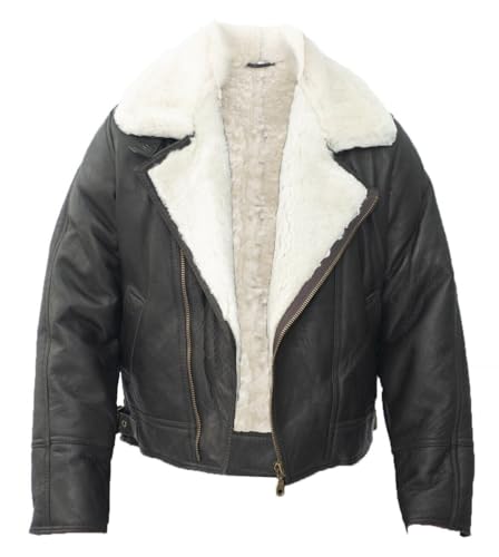 Men’s Aviator B3 Cross Zip Sheepskin Leather Bomber Flying Pilot Jacket