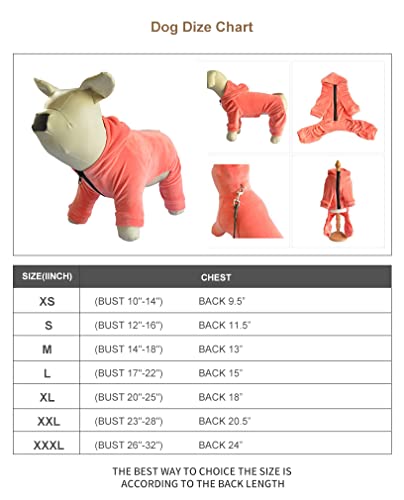 Dog Pajamas Pet Jumpsuits Pjs For All Seasons, Velvet Dog Hoodies 4 Legs Four Feet Dog Onesies Stylish Pjs Puppy Costume Cotton Liner Warm Pet Clothes For Small Medium Large Dogs Lobster Pink Xs #TOP1