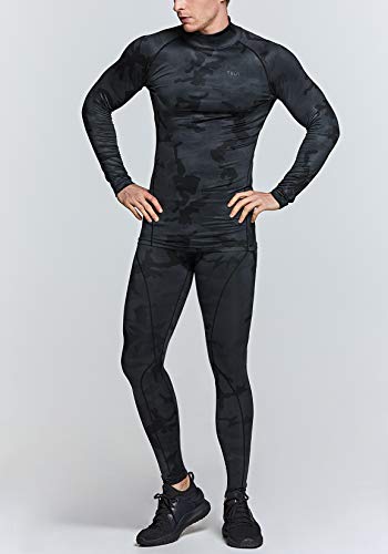 Calça masculina de compressão térmica TSLA DRST, leggings esportivas e meia-calça de corrida, calça
