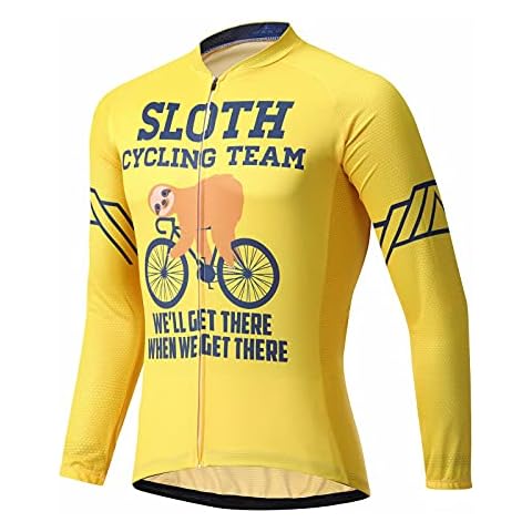 BIKE BEER Yellow Sloth Long Sleeve Cycling Jersey Autumn and Winter Cycling Top Size XXL Cover