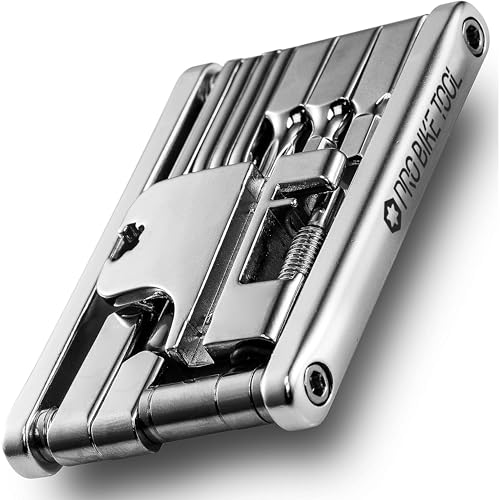 Pro-Bike Tool Herramienta Multiusos 17 en 1, 4,3 x 7 cm, Kit Compacto y Ligero para Reparar Bicicletas de Carretera y Montaña, Conjunto Apto para Bolsa de Sillín y Bolsillo