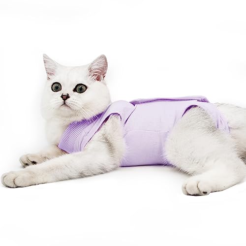 Dotoner Traje de recuperación Profesional para heridas Abdominales o Enfermedades de la Piel, Alternativo para Gatos y Perros, después de la cirugía, Ropa para el hogar（Púrpura，M